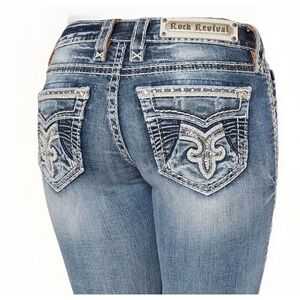 Rock Revival Rhian Low Rise Skinny Jean Stertch Embellished Rhinestones Size 25